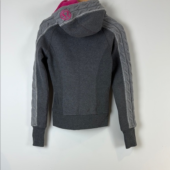 Lululemon Scuba Jacket Hoodie Sweater Fleece Cable Knit Full Zip Gray Size 2 - Picture 2 of 5